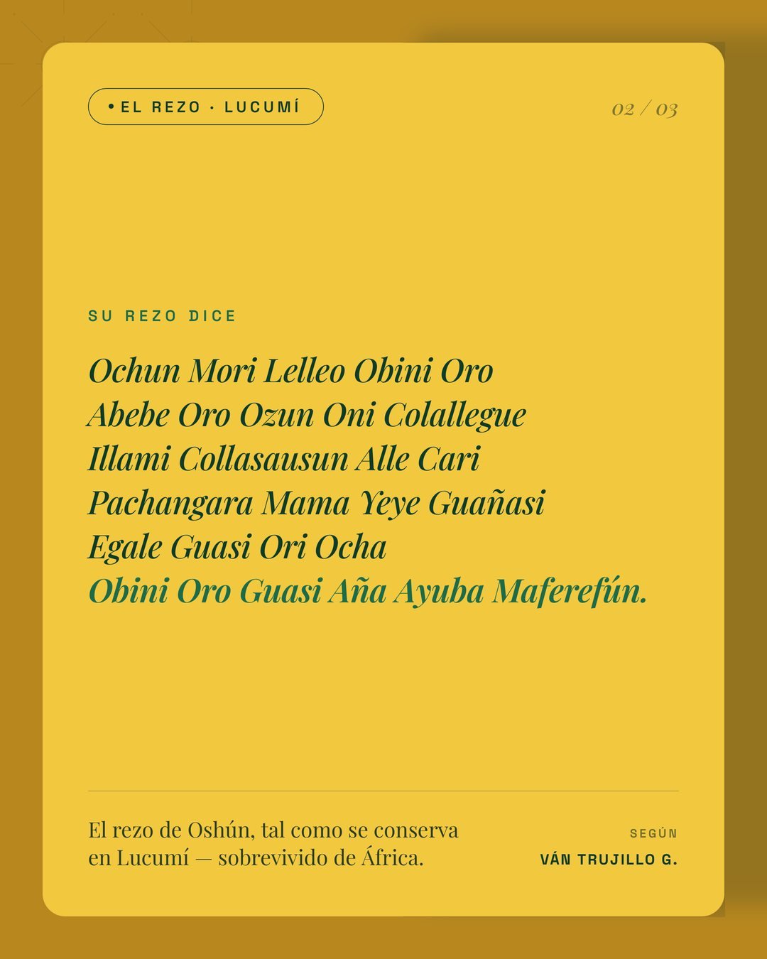 El rezo de Oshún en lucumí