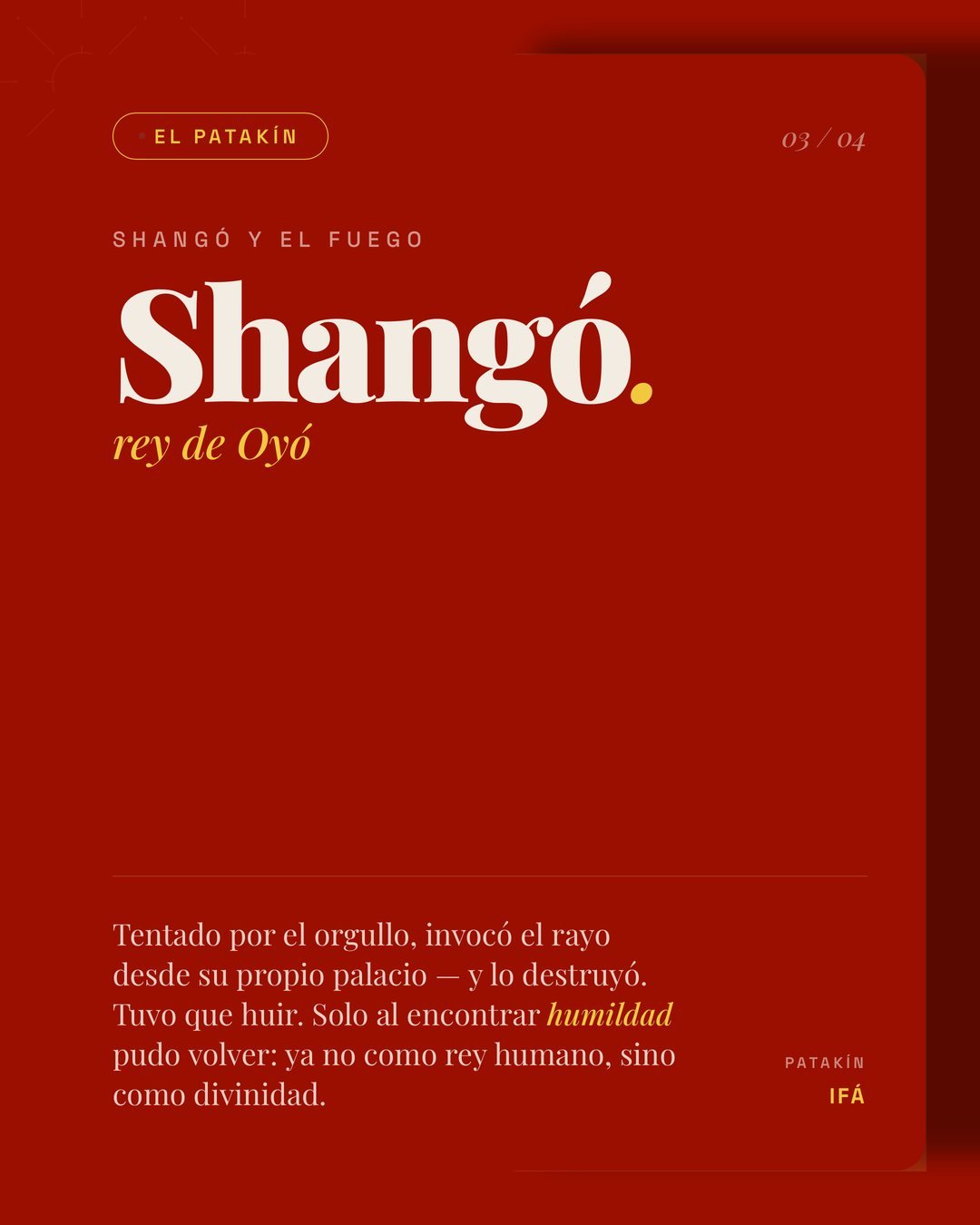 Patakín de Shangó: Shangó, rey de Oyó