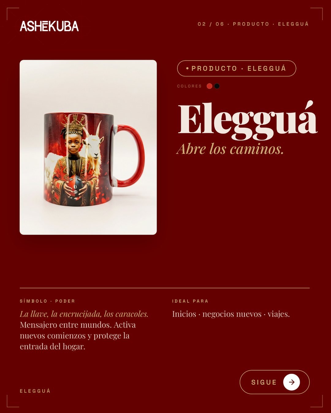 Taza de Elegguá de Ashekuba en rojo y negro