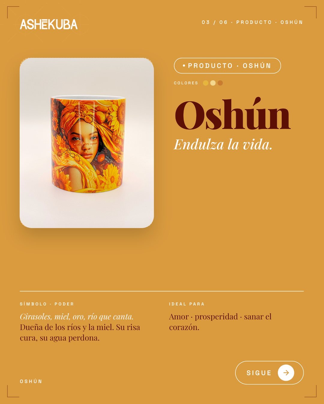 Taza de Oshún con girasoles de Ashekuba