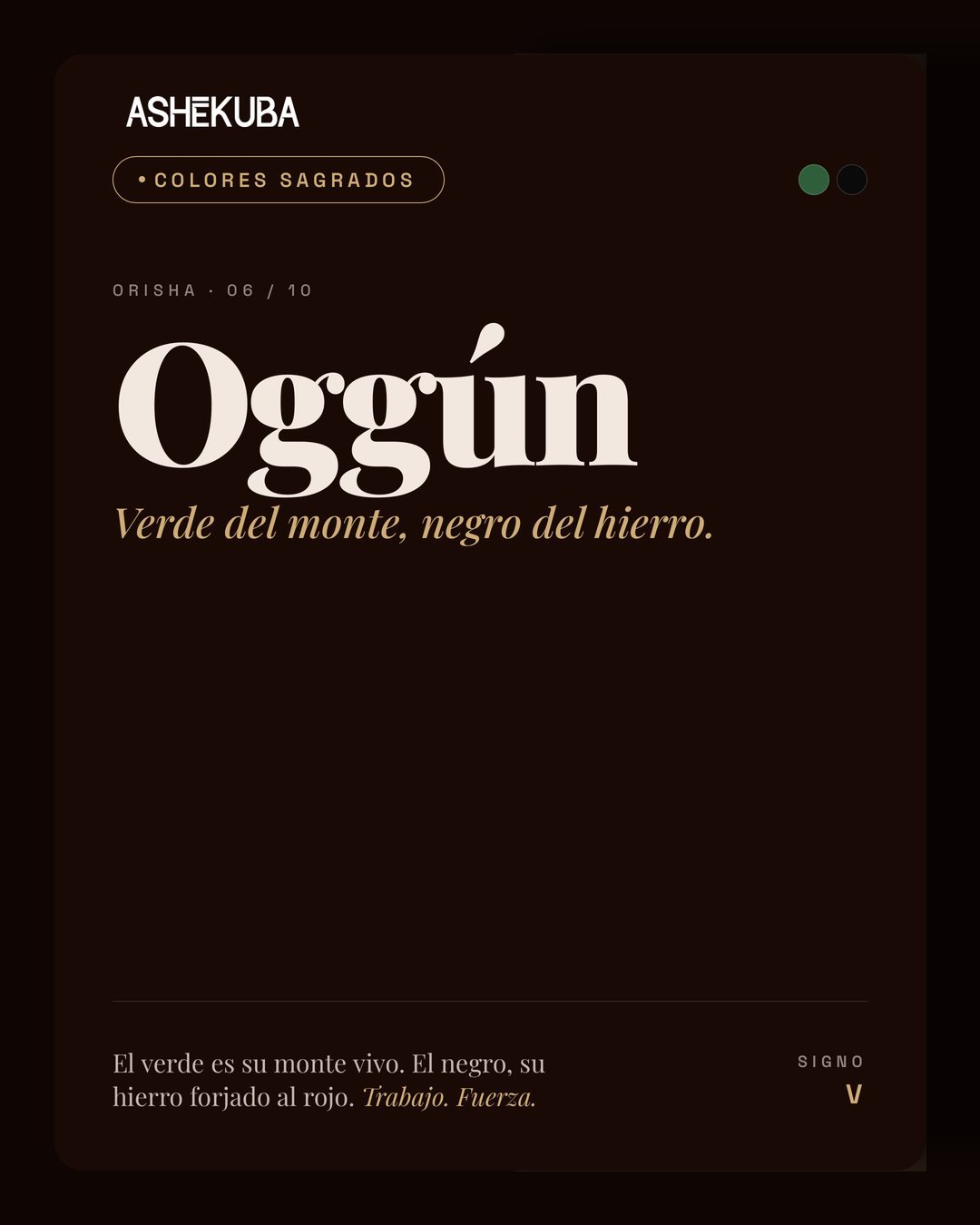 Ogún: verde del monte, negro del hierro