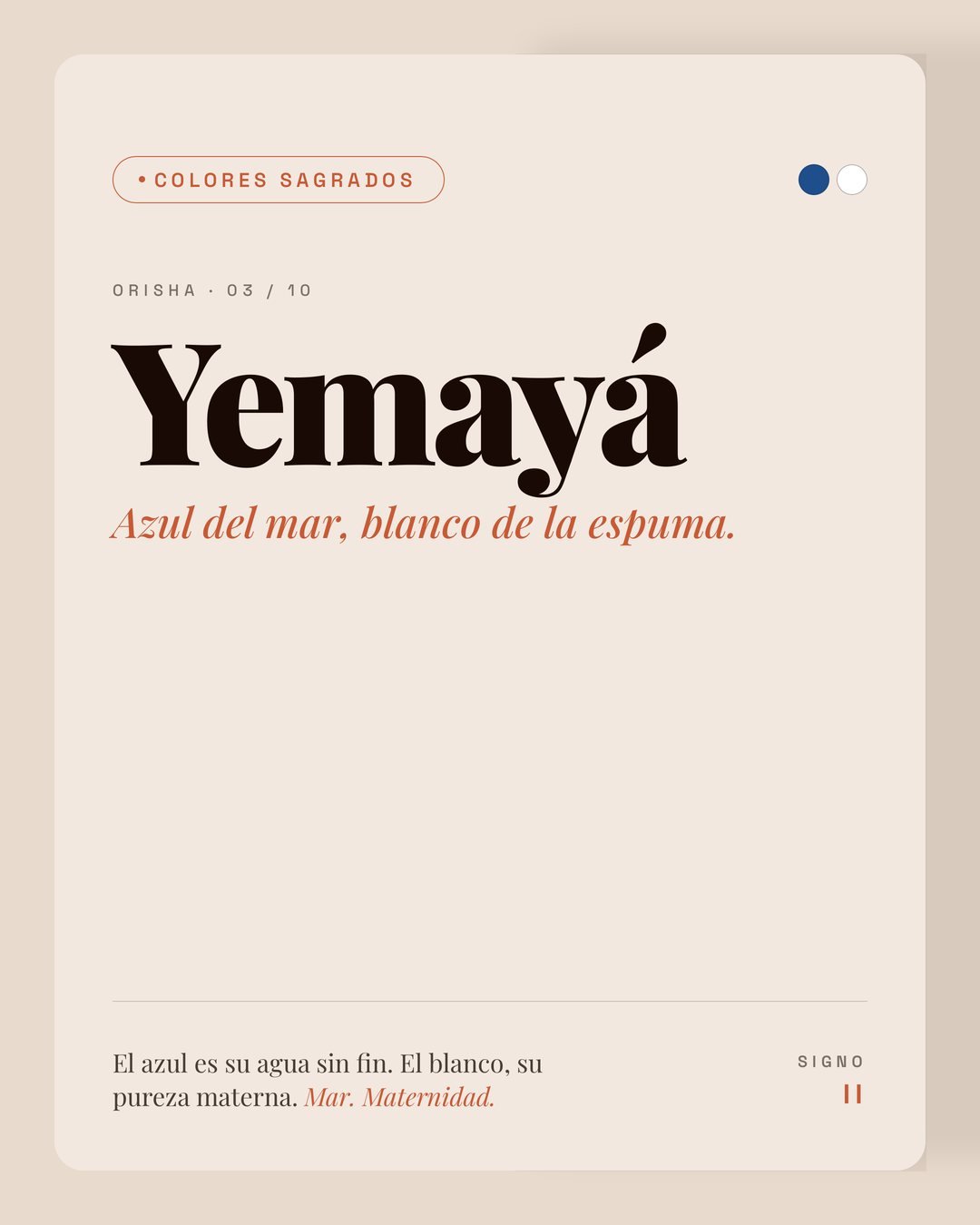 Colores de los Orishas: Yemayá, azul del mar y blanco de la espuma