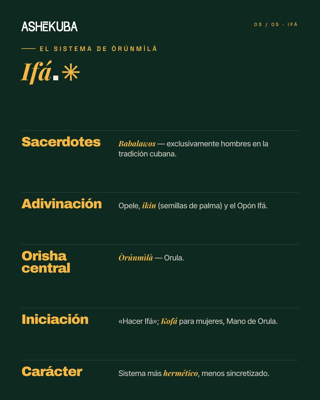 Ifá: sacerdotes, adivinación, Orisha central, iniciación y carácter