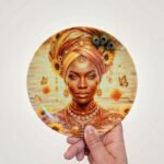 Foto real del plato decorativo de Oshún – Girasoles y miel