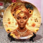 Foto real del plato decorativo de Oshún – Girasoles y miel