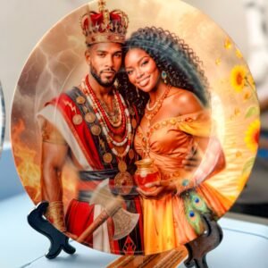 Foto real del plato decorativo de Shangó y Oshún