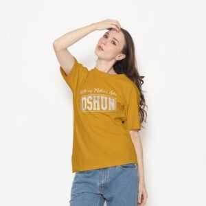 Camiseta With my Mother's Ashé Oshún color amarillo, diseño With my Mother's Ashé Oshún – Ashekuba