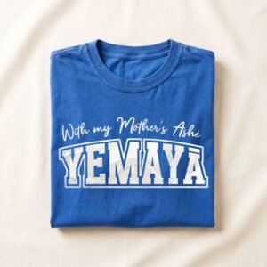 Camiseta With my Mother's Ashé Yemayá color azul, diseño With my Mother's Ashé Yemayá – Ashekuba