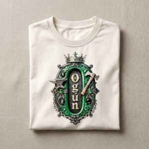 Camiseta de Ogún color blanco, diseño Ogún – Ashekuba