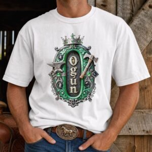 Camiseta de Ogún color blanco, diseño Ogún – Ashekuba