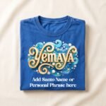 Camiseta de Yemayá personalizable color azul, diseño Yemayá – Ashekuba