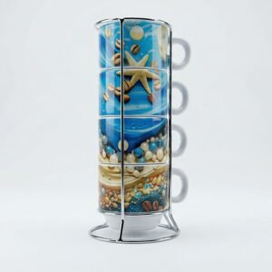 Set de 4 tazas de café de Yemayá – Mar y perlas – foto 1