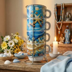 Set de 4 tazas de café de Yemayá – Mar y perlas – foto 2