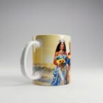 Taza de Oshún y Yemayá juntas con ramos de girasoles, donde el río se une al mar
