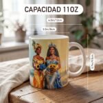 Taza de Oshún y Yemayá juntas con ramos de girasoles, donde el río se une al mar