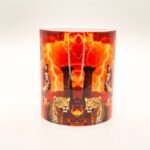 Taza de Shangó coronado con su hacha entre el fuego y los rayos