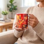 Taza de Shangó coronado con su hacha entre el fuego y los rayos