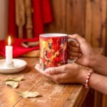 Taza de Shangó coronado con su hacha entre el fuego y los rayos