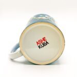 Taza de Yemayá con ancla, flores, caracoles y olas en azul