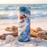 Termo de Yemayá de 20 oz con diseño de Yemayá entre las olas del mar