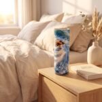 Termo de Yemayá de 20 oz con diseño de Yemayá entre las olas del mar