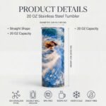 Detalles del termo de 20 oz: acero inoxidable 304, doble pared al vacío, 2.95 x 8 pulgadas
